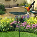 Maxbell Bird Bath for Outside Iron Decorative Birdbath Bowl for Porch Deck Courtyard Style D