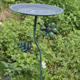 Maxbell Bird Bath for Outside Iron Decorative Birdbath Bowl for Porch Deck Courtyard Style D
