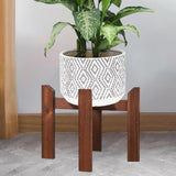 Maxbell Plant Shelf Wood Portable Planter Rack for Potted Plants Living Room Balcony Brown Single Layer