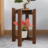 Maxbell Plant Shelf Wood Portable Planter Rack for Potted Plants Living Room Balcony Brown Double Layer