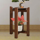 Maxbell Plant Shelf Wood Portable Planter Rack for Potted Plants Living Room Balcony Brown Double Layer