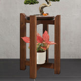 Maxbell Plant Shelf Wood Portable Planter Rack for Potted Plants Living Room Balcony Brown Double Layer