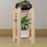 Maxbell Plant Shelf Wood Portable Planter Rack for Potted Plants Living Room Balcony Beige Double Layer
