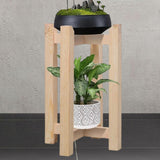 Maxbell Plant Shelf Wood Portable Planter Rack for Potted Plants Living Room Balcony Beige Double Layer