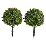 Maxbell 2 Pieces Artificial Topiary Tree Housewarming Porch Yard Faux Greenery Tree