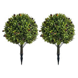 Maxbell 2 Pieces Artificial Topiary Tree Housewarming Porch Yard Faux Greenery Tree