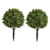 Maxbell 2 Pieces Artificial Topiary Tree Housewarming Porch Yard Faux Greenery Tree