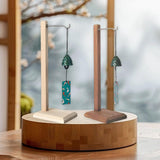 Maxbell Wind Chime Stand Wood Pendant Display Stand for Countertop Dinner Table Home Wooden color
