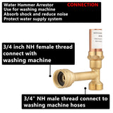 Maxbell Water Hammer Arrestor for Washing Machine Fitting 3/4" NH Male Female Thread