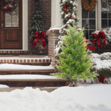 Maxbell 20inch Xmas Artificial Pine Tree with Spike for Outdoor Accessories Lifelike Yellow Green