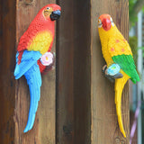 Maxbell Outdoor Parrot Figurine Tree Decor Bird Sculpture for Outside Lawn Landscape Left Red