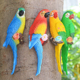 Maxbell Outdoor Parrot Figurine Tree Decor Bird Sculpture for Outside Lawn Landscape Left Red