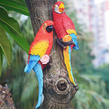Maxbell Outdoor Parrot Figurine Tree Decor Bird Sculpture for Outside Lawn Landscape Left Red