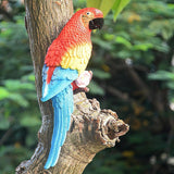 Maxbell Outdoor Parrot Figurine Tree Decor Bird Sculpture for Outside Lawn Landscape Left Red