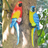 Maxbell Outdoor Parrot Figurine Tree Decor Bird Sculpture for Outside Lawn Landscape Left Red