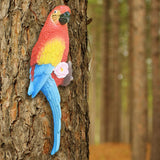 Maxbell Outdoor Parrot Figurine Tree Decor Bird Sculpture for Outside Lawn Landscape Left Red