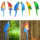 Maxbell Outdoor Parrot Figurine Tree Decor Bird Sculpture for Outside Lawn Landscape Left Red