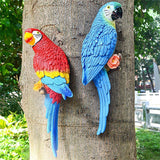Maxbell Outdoor Parrot Figurine Tree Decor Bird Sculpture for Outside Lawn Landscape Right Red