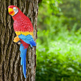 Maxbell Outdoor Parrot Figurine Tree Decor Bird Sculpture for Outside Lawn Landscape Right Red