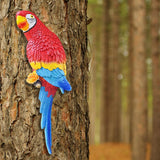 Maxbell Outdoor Parrot Figurine Tree Decor Bird Sculpture for Outside Lawn Landscape Right Red