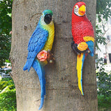 Maxbell Outdoor Parrot Figurine Tree Decor Bird Sculpture for Outside Lawn Landscape Right Red