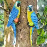 Maxbell Outdoor Parrot Figurine Tree Decor Bird Sculpture for Outside Lawn Landscape Left Blue