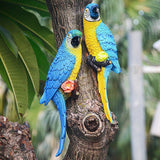 Maxbell Outdoor Parrot Figurine Tree Decor Bird Sculpture for Outside Lawn Landscape Left Blue
