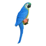 Maxbell Outdoor Parrot Figurine Tree Decor Bird Sculpture for Outside Lawn Landscape Left Blue