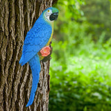 Maxbell Outdoor Parrot Figurine Tree Decor Bird Sculpture for Outside Lawn Landscape Left Blue