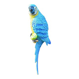 Maxbell Outdoor Parrot Figurine Tree Decor Bird Sculpture for Outside Lawn Landscape Right Blue
