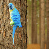 Maxbell Outdoor Parrot Figurine Tree Decor Bird Sculpture for Outside Lawn Landscape Right Blue