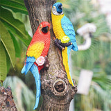 Maxbell Outdoor Parrot Figurine Tree Decor Bird Sculpture for Outside Lawn Landscape Right Blue