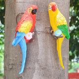 Maxbell Outdoor Parrot Figurine Tree Decor Bird Sculpture for Outside Lawn Landscape Right Yellow