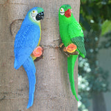 Maxbell Outdoor Parrot Figurine Tree Decor Bird Sculpture for Outside Lawn Landscape Right Green