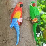 Maxbell Outdoor Parrot Figurine Tree Decor Bird Sculpture for Outside Lawn Landscape Right Green