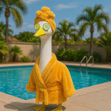 Maxbell Goose Outfit Art Funny Goose Statue Clothes Bathrobe for Yard Garden Balcony