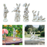 Maxbell Rabbit Garden Statue Sculpture Cute Resin Ornament for Lawn Balcony Backyard Style A