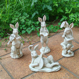 Maxbell Rabbit Garden Statue Sculpture Cute Resin Ornament for Lawn Balcony Backyard Style A