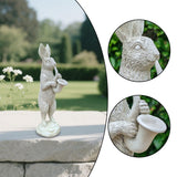Maxbell Rabbit Garden Statue Sculpture Cute Resin Ornament for Lawn Balcony Backyard Style A