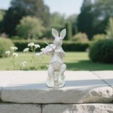 Maxbell Rabbit Garden Statue Sculpture Cute Resin Ornament for Lawn Balcony Backyard Style B