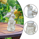 Maxbell Rabbit Garden Statue Sculpture Cute Resin Ornament for Lawn Balcony Backyard Style B