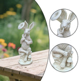 Maxbell Rabbit Garden Statue Sculpture Cute Resin Ornament for Lawn Balcony Backyard Style C