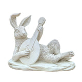 Maxbell Rabbit Garden Statue Sculpture Cute Resin Ornament for Lawn Balcony Backyard Style D