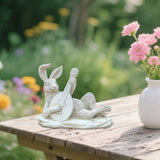 Maxbell Rabbit Garden Statue Sculpture Cute Resin Ornament for Lawn Balcony Backyard Style D