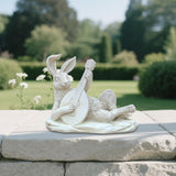 Maxbell Rabbit Garden Statue Sculpture Cute Resin Ornament for Lawn Balcony Backyard Style D
