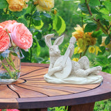 Maxbell Rabbit Garden Statue Sculpture Cute Resin Ornament for Lawn Balcony Backyard Style D