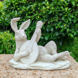 Maxbell Rabbit Garden Statue Sculpture Cute Resin Ornament for Lawn Balcony Backyard Style D