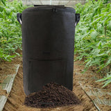 Maxbell Compost Bin Bag Garden with Zipper and Handle for Garbage Trash Loading Leaf Black