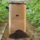 Maxbell Compost Bin Bag Garden with Zipper and Handle for Garbage Trash Loading Leaf Camel Color