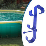 Maxbell Pool Pole Hanger Triple Hooks Brush Hanger for Vacuum Hoses Poles Leaf Rakes 1 PC blue